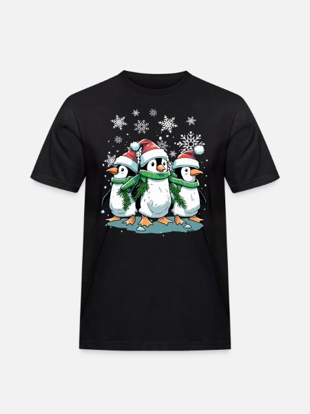 Søt julepingvin - Søt julepingvin - Workwear T-Shirt for menn - svart