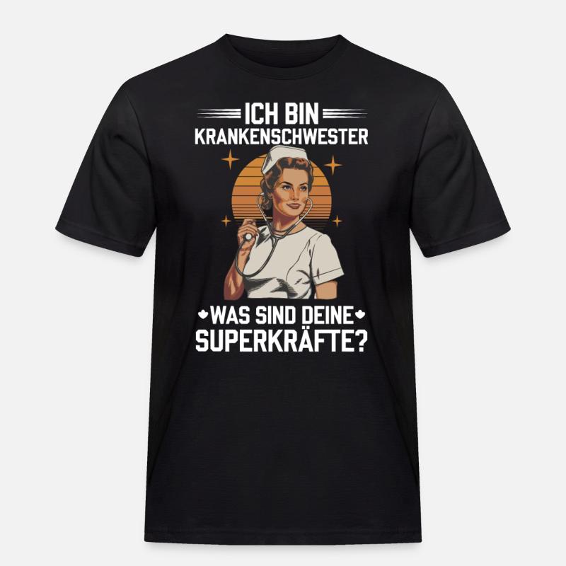 Superpower Krankenschwester - Männer Workwear T-Shirt - Schwarz