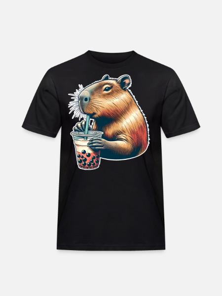 Capybara Bubble Tea - Men's Workwear T-Shirt - black