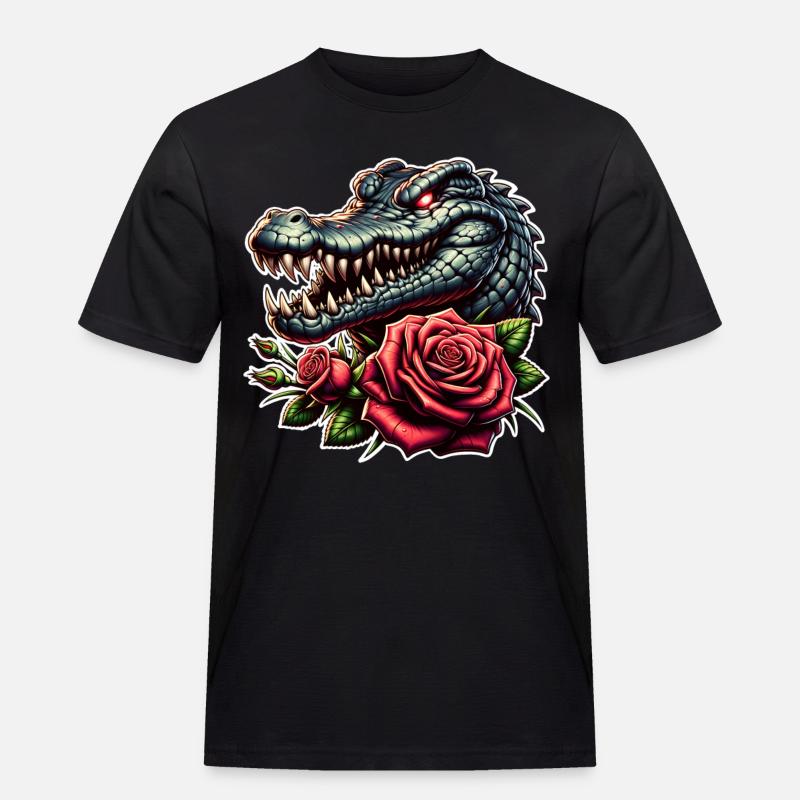 Krokodil - Männer Workwear T-Shirt - Schwarz