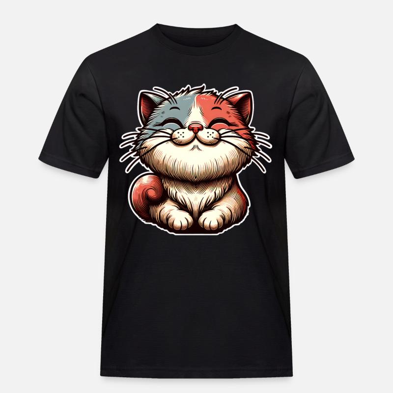 Katze - Männer Workwear T-Shirt - Schwarz