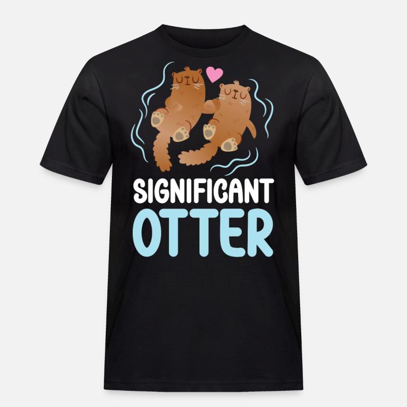 Otter Pun Significant Otter - Männer Workwear T-Shirt - Schwarz