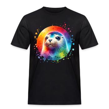 Robbe Seehund - Männer Workwear T-Shirt - Schwarz - Vorne - AI Model Male 178 light (178cm)