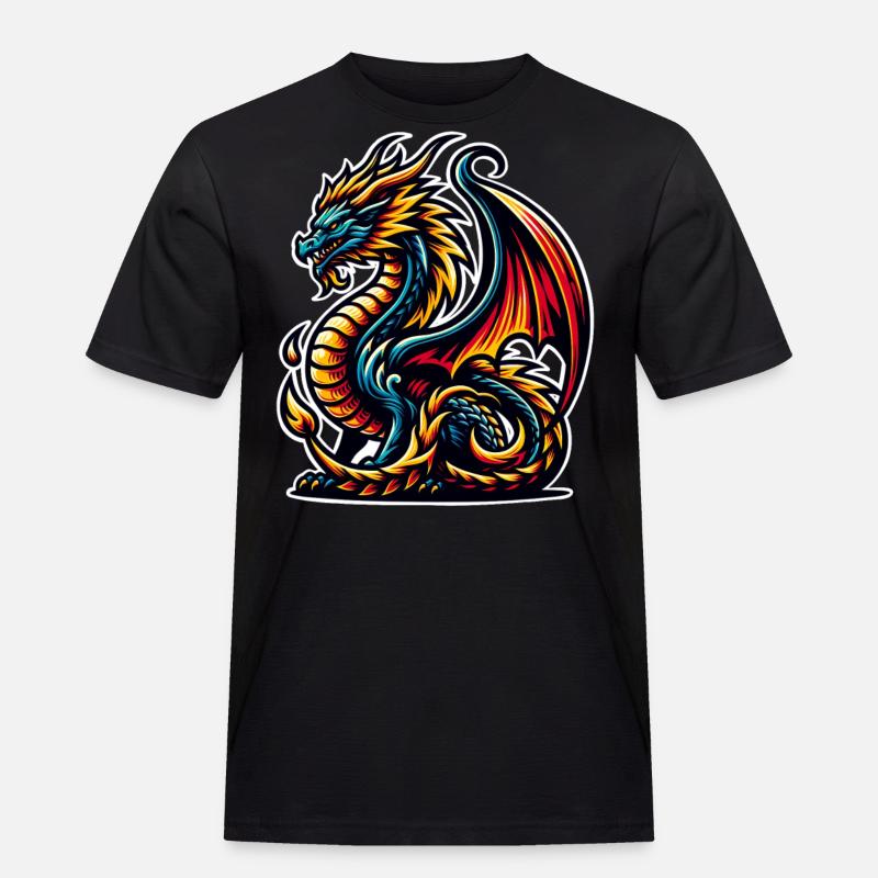 Drache - Männer Workwear T-Shirt - Schwarz