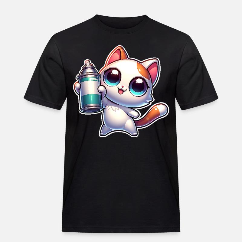 Chat Spray Peut Graffiti - T-shirt Workwear homme - noir