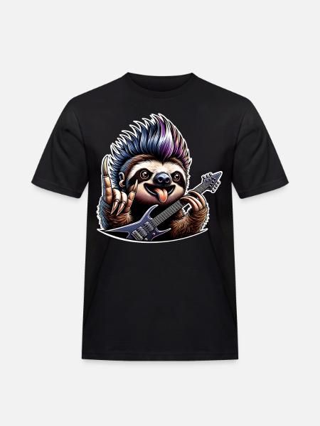 Sloth Rock and Roll Guitarist - Men's Workwear T-Shirt - black