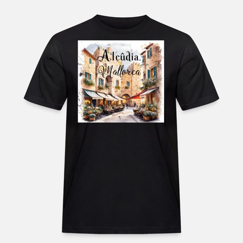 Alcudia Mallorca - Männer Workwear T-Shirt - Schwarz