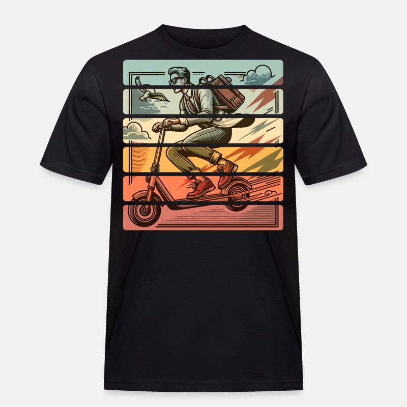 E-Scooter E-Roller Tretroller - Männer Workwear T-Shirt - Schwarz