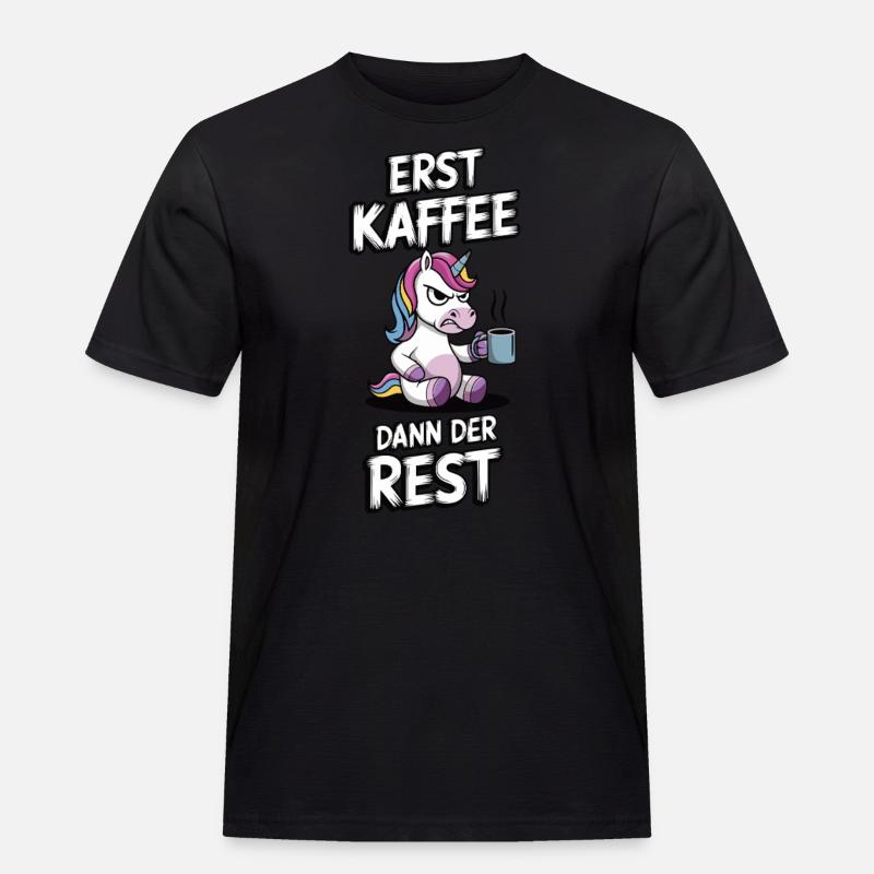 Kaffee EInhorn - Männer Workwear T-Shirt - Schwarz