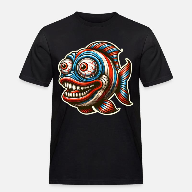 Fisch - Männer Workwear T-Shirt - Schwarz