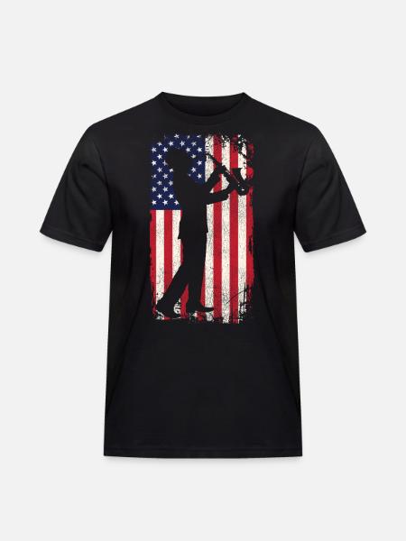 Saxophone American Flag - Männer Workwear T-Shirt - Schwarz