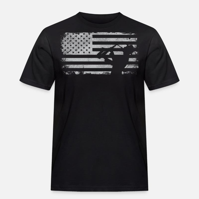 Saxophone American Flag - Männer Workwear T-Shirt - Schwarz