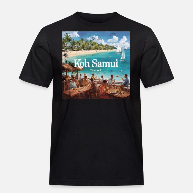 Koh Samui - Männer Workwear T-Shirt - Schwarz