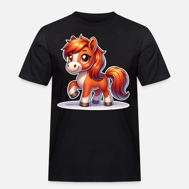 Pferd - Männer Workwear T-Shirt - Schwarz
