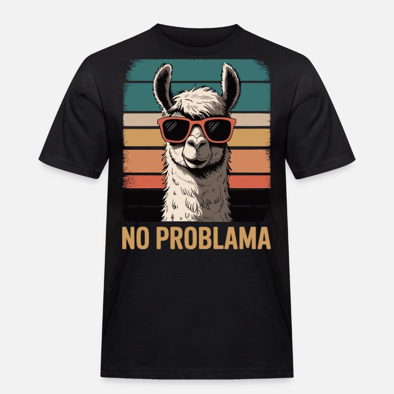 No Problama Llama - Männer Workwear T-Shirt - Schwarz