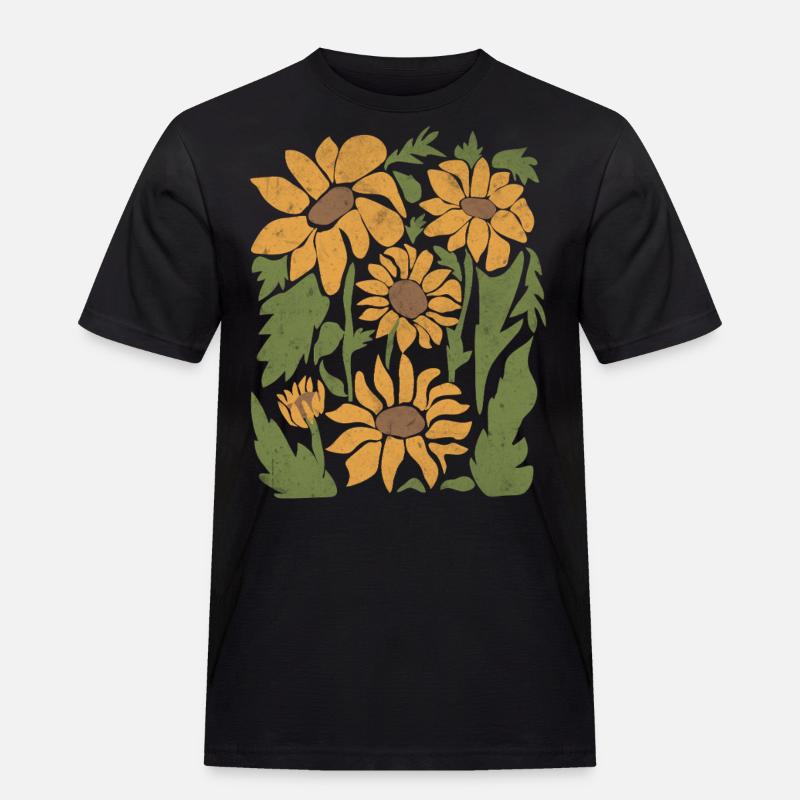 Boho Sonnenblume Wildblumen - Männer Workwear T-Shirt - Schwarz