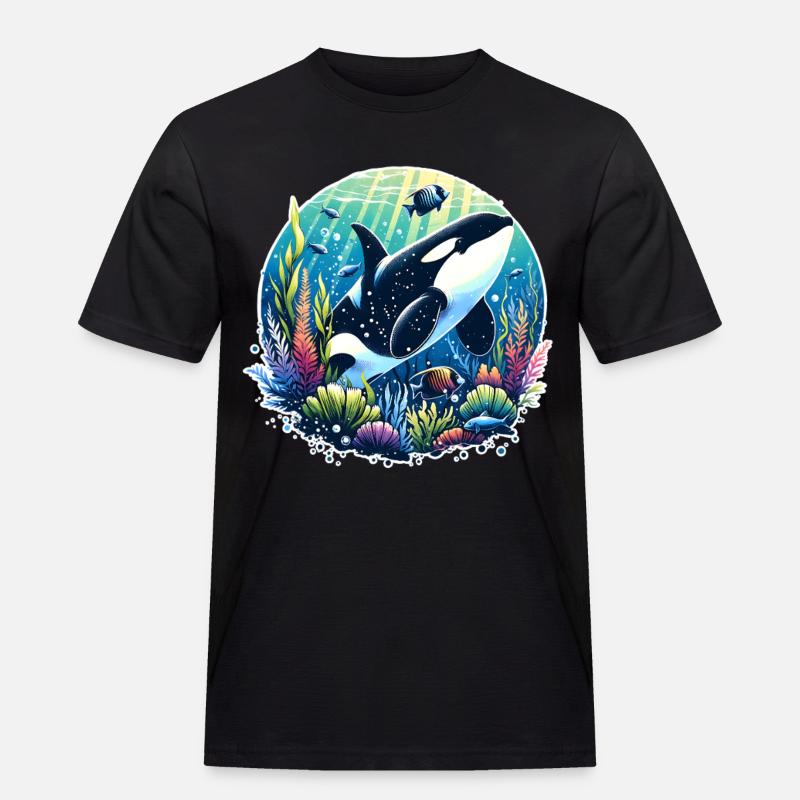 Orca Schwertwal - Männer Workwear T-Shirt - Schwarz
