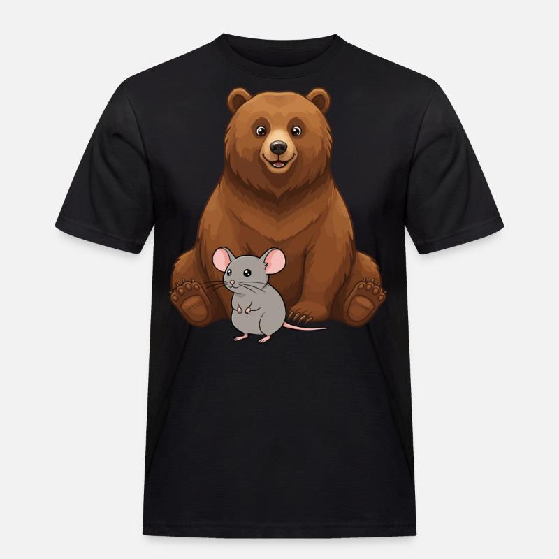 Bär und Maus Beste Freunde - Männer Workwear T-Shirt - Schwarz