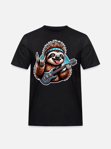 Sloth Rock and Roll Guitarist - Men's Workwear T-Shirt - black