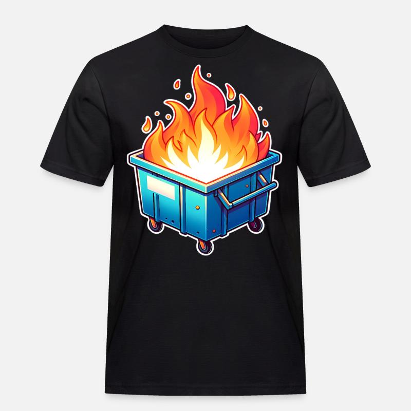 Burning garbage can - Men's Workwear T-Shirt - black