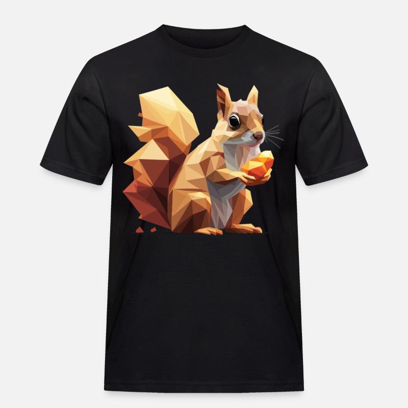 Low-Poly Eichhörnchen - Männer Workwear T-Shirt - Schwarz