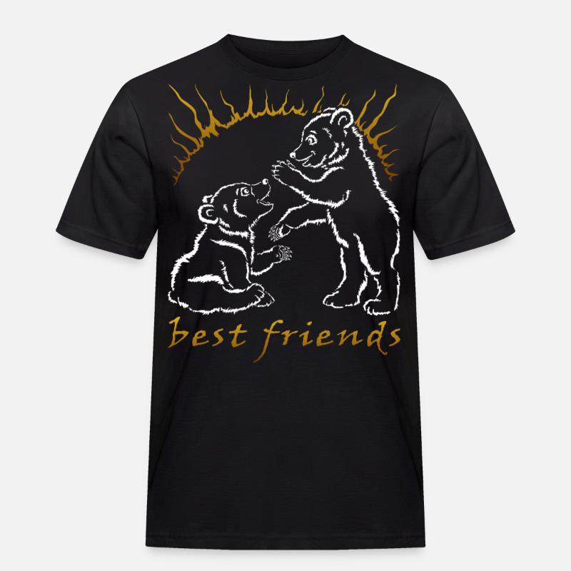 Zwei Bären - beste Freunde - Männer Workwear T-Shirt - Schwarz