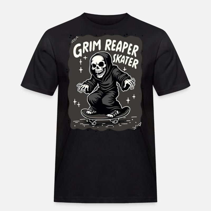 Skateboarding Sensenmann – Grim Reaper Style - Männer Workwear T-Shirt - Schwarz