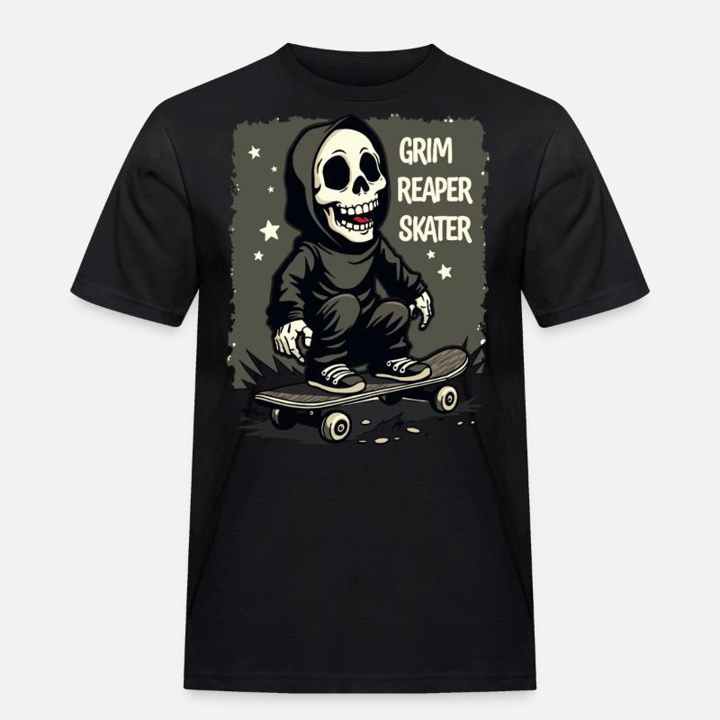Skateboarding Sensenmann – Grim Reaper Style - Männer Workwear T-Shirt - Schwarz