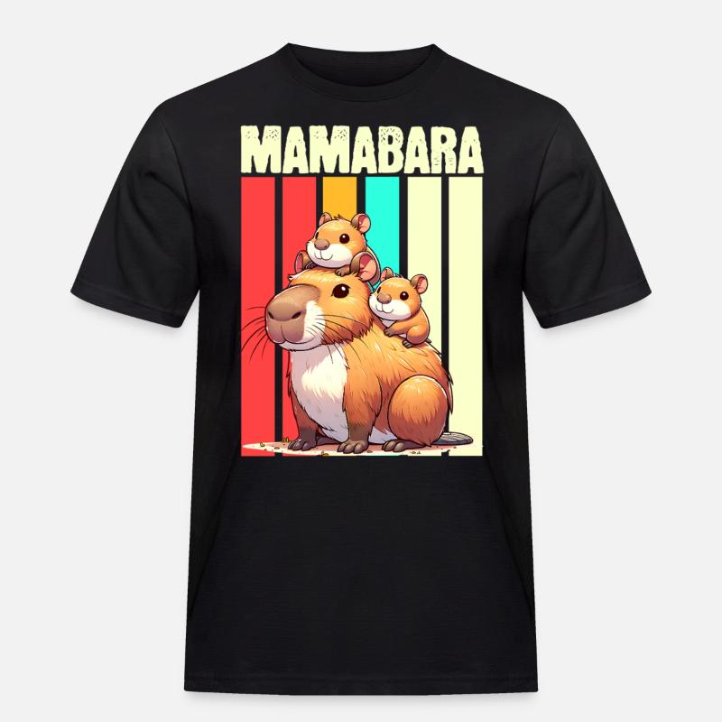 Mamabara Mutter Capybara - Männer Workwear T-Shirt - Schwarz