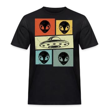 Alien Ufo Retro Vintage - Herre Workwear T-Shirt - sort - Foran - AI Model Male 178 light (178cm)