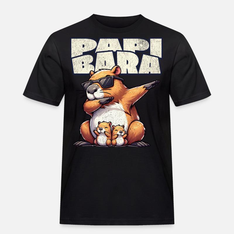 Papibara Capybara Father Dad - Men's Workwear T-Shirt - black