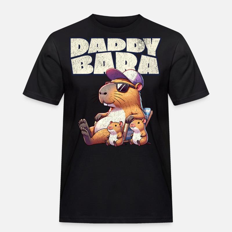 Daddybara Capybara Father Dad - Men's Workwear T-Shirt - black