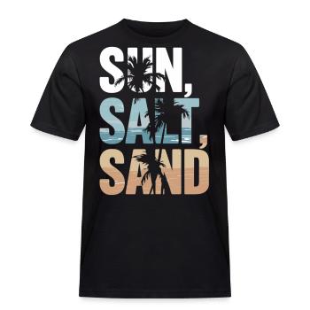Sun, Salt, Sand – Strandzeit! - Männer Workwear T-Shirt - Schwarz - Vorne - AI Model Male 178 light (178cm)