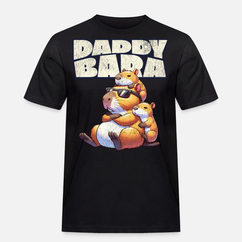 Daddybara Capybara Vater Papa - Männer Workwear T-Shirt - Schwarz