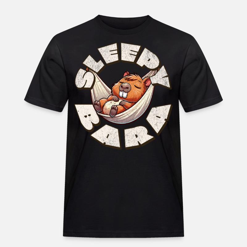 Capybara Sleepybara - Männer Workwear T-Shirt - Schwarz