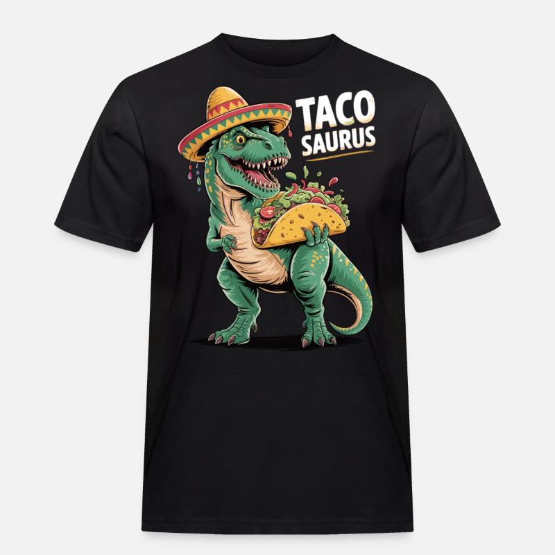 Taco trifft Dino - Männer Workwear T-Shirt - Schwarz