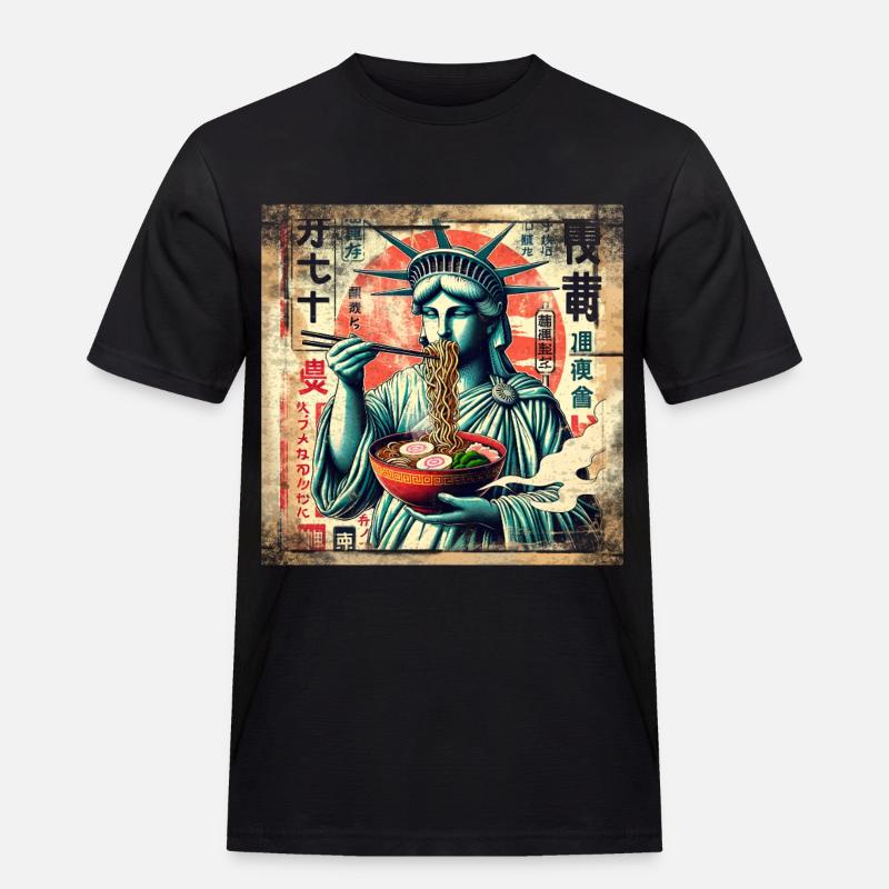 Ramen freiheitsstatue Grunge Poster Style - Männer Workwear T-Shirt - Schwarz