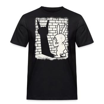 Heavy Metal, Rock Musik, Rock Hand, Hase - Männer Workwear T-Shirt - Schwarz - Vorne - AI Model Male 178 light (178cm)