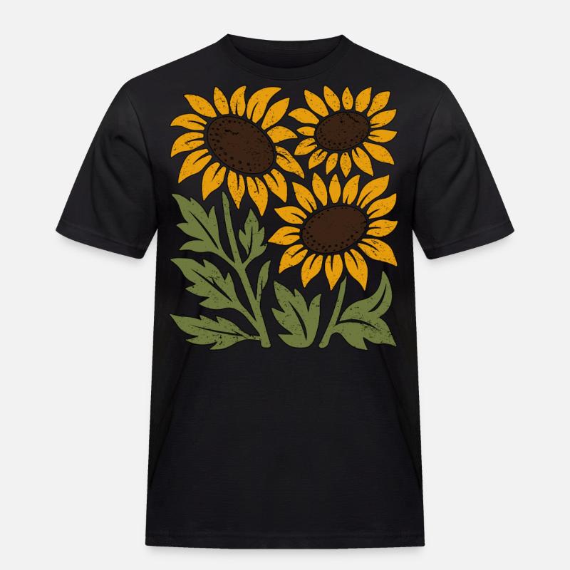 Boho Sonnenblumen - Männer Workwear T-Shirt - Schwarz
