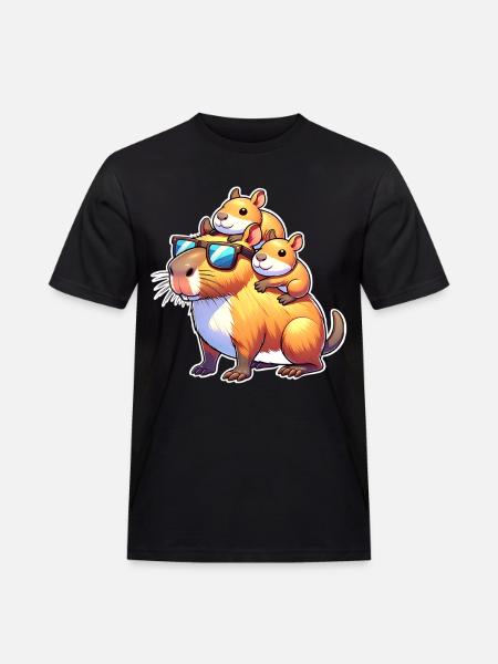Capybara Dad Son Daughter Kids - Men's Workwear T-Shirt - black