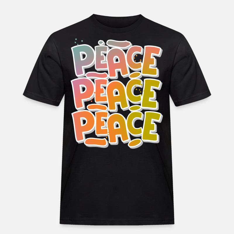 Peace Frieden - Männer Workwear T-Shirt - Schwarz