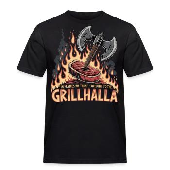 Wikinger Grill Shirt - Männer Workwear T-Shirt - Schwarz - Vorne - AI Model Male 178 light (178cm)