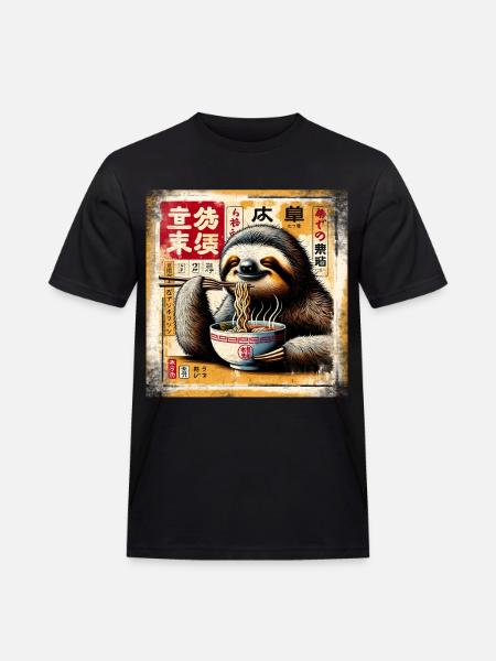 Sloth Ramen Grunge Poster Style - Men's Workwear T-Shirt - black