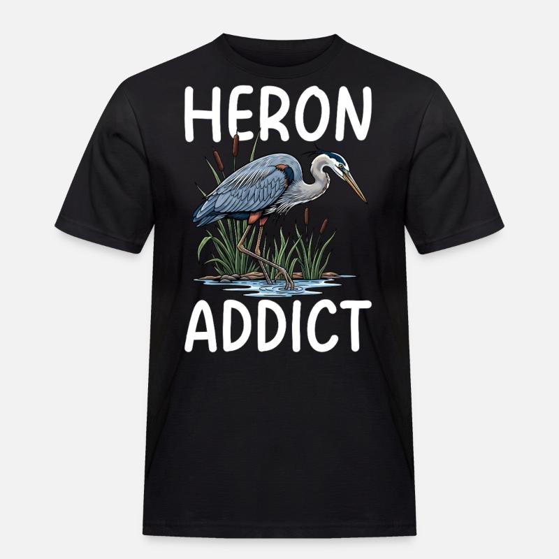 Heron Addict - Männer Workwear T-Shirt - Schwarz