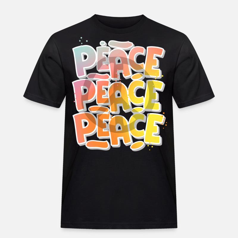 Peace - Männer Workwear T-Shirt - Schwarz