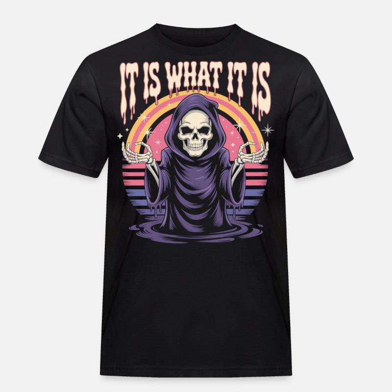 Sensenmann Retro Spruch Shirt - Männer Workwear T-Shirt - Schwarz