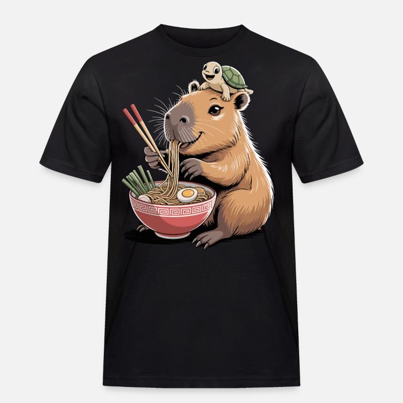 Cute capybara, ramen, turtle, capybara - Men's Workwear T-Shirt - black