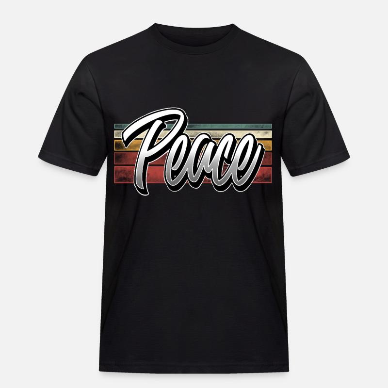 Peace - Männer Workwear T-Shirt - Schwarz