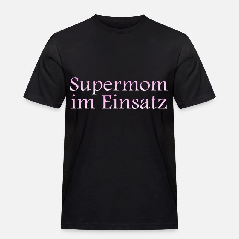 Supermom im Einsatz - Männer Workwear T-Shirt - Schwarz