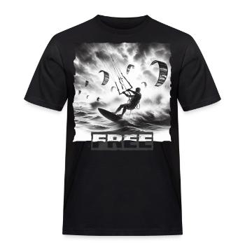 Kitesurfing - Männer Workwear T-Shirt - Schwarz - Vorne - AI Model Male 178 light (178cm)